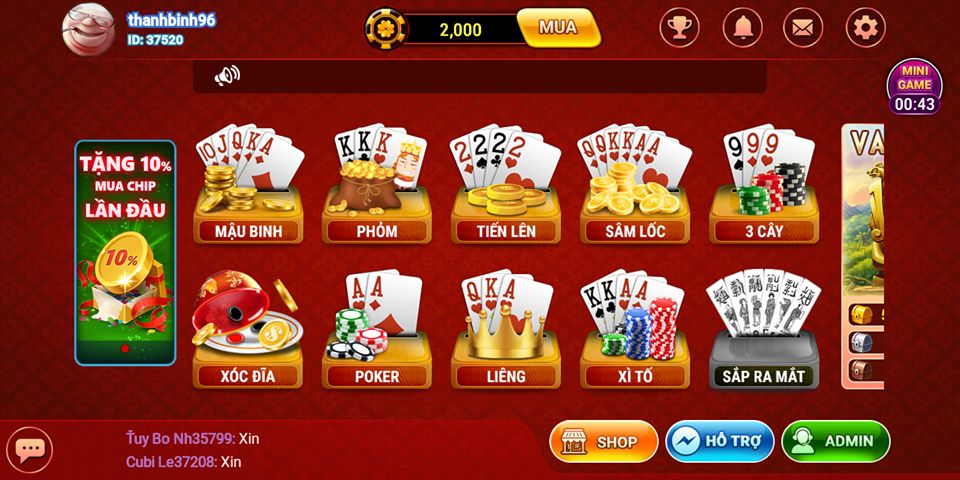 Screenshot of Game đánh bài đổi thưởng đỏ là win