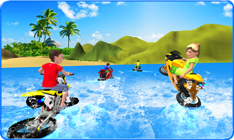 Captura de Tela do Jogo Kids Water Surfing Bike Racing