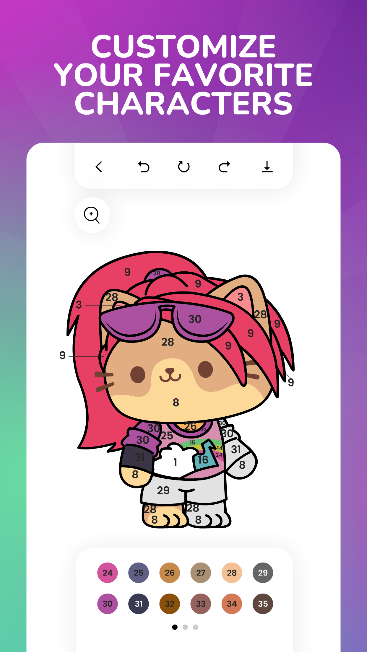 Meownite Art: Color by Number Game Screenshot