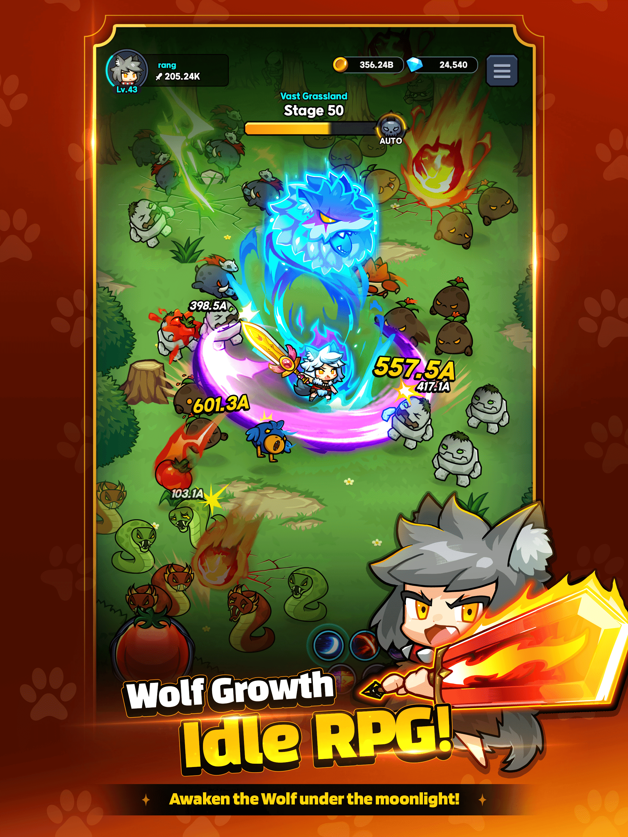Go Go Wolf! - Idle RPG Game Screenshot