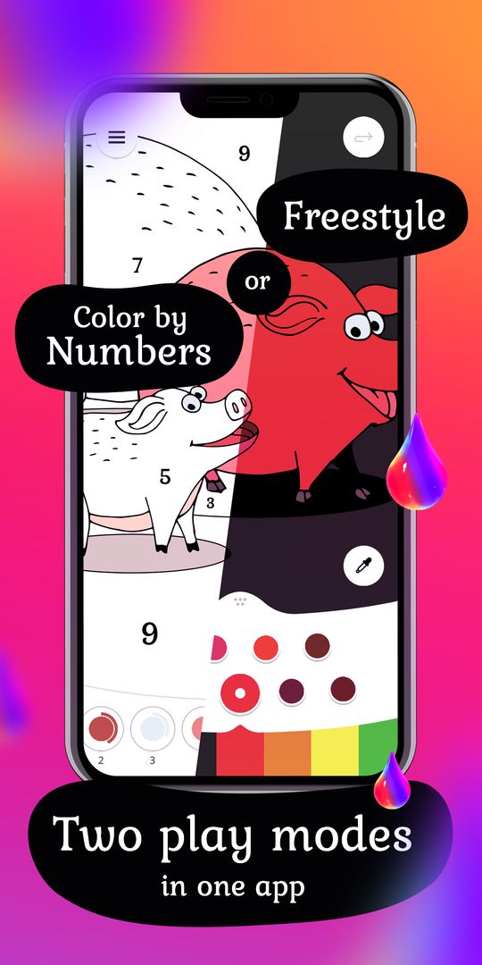 Screenshot of Colorain: Paint by Numbers or Freestyle Coloring