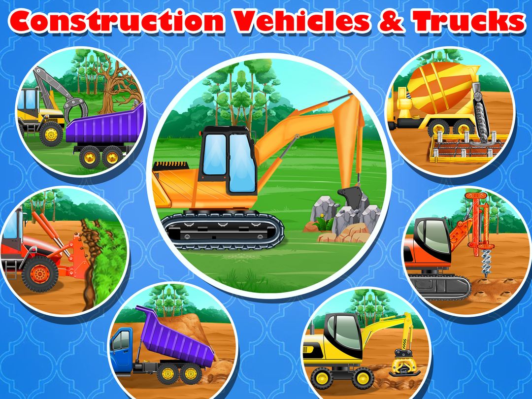 工程車輛和卡車 - 兒童遊戲遊戲截圖
