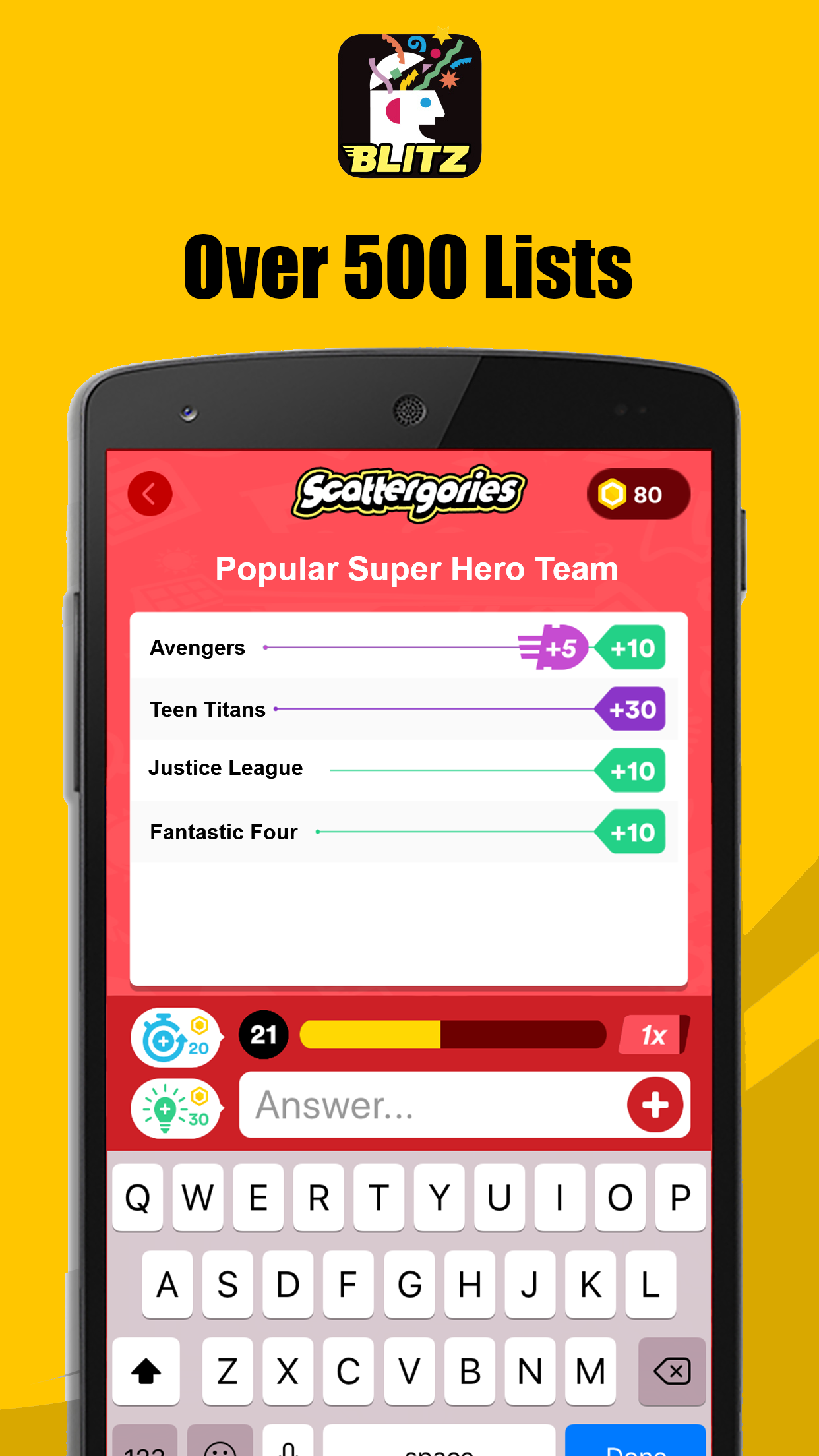 Scattergories Blitz Game Screenshot