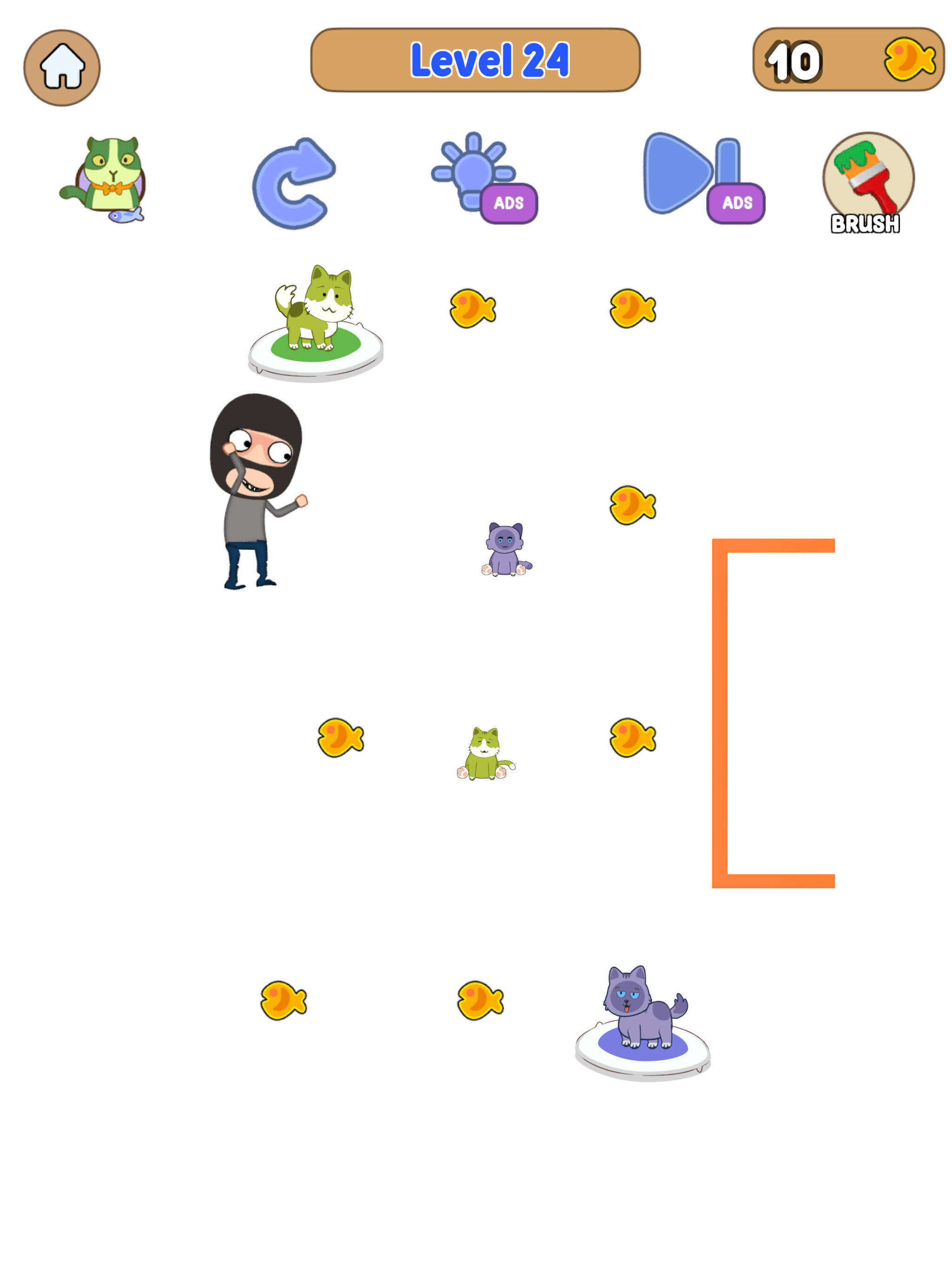 Cat Rush Puzzle - Draw to Save Game Screenshot