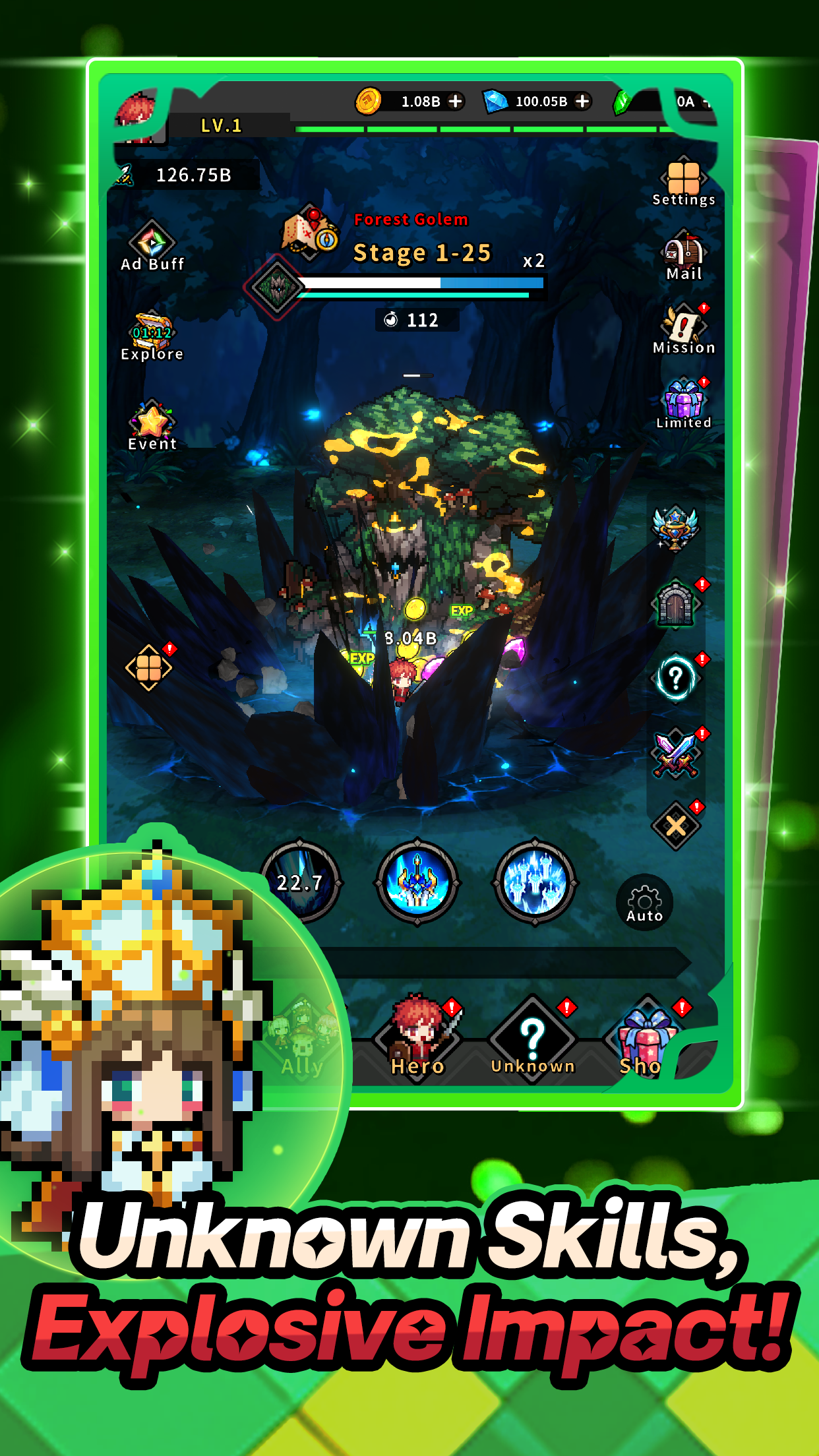 Captura de Tela do Jogo Hidden Heroes : AFK Idle RPG