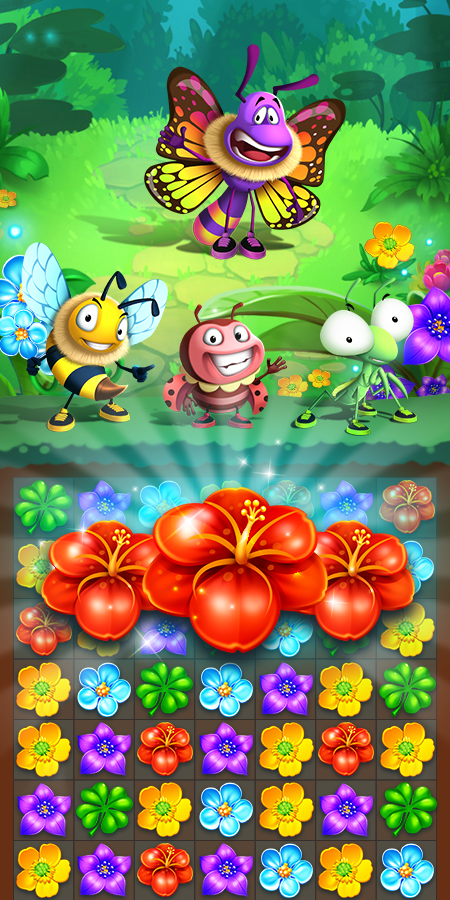 Colorful Flowers Match 3 Game Screenshot