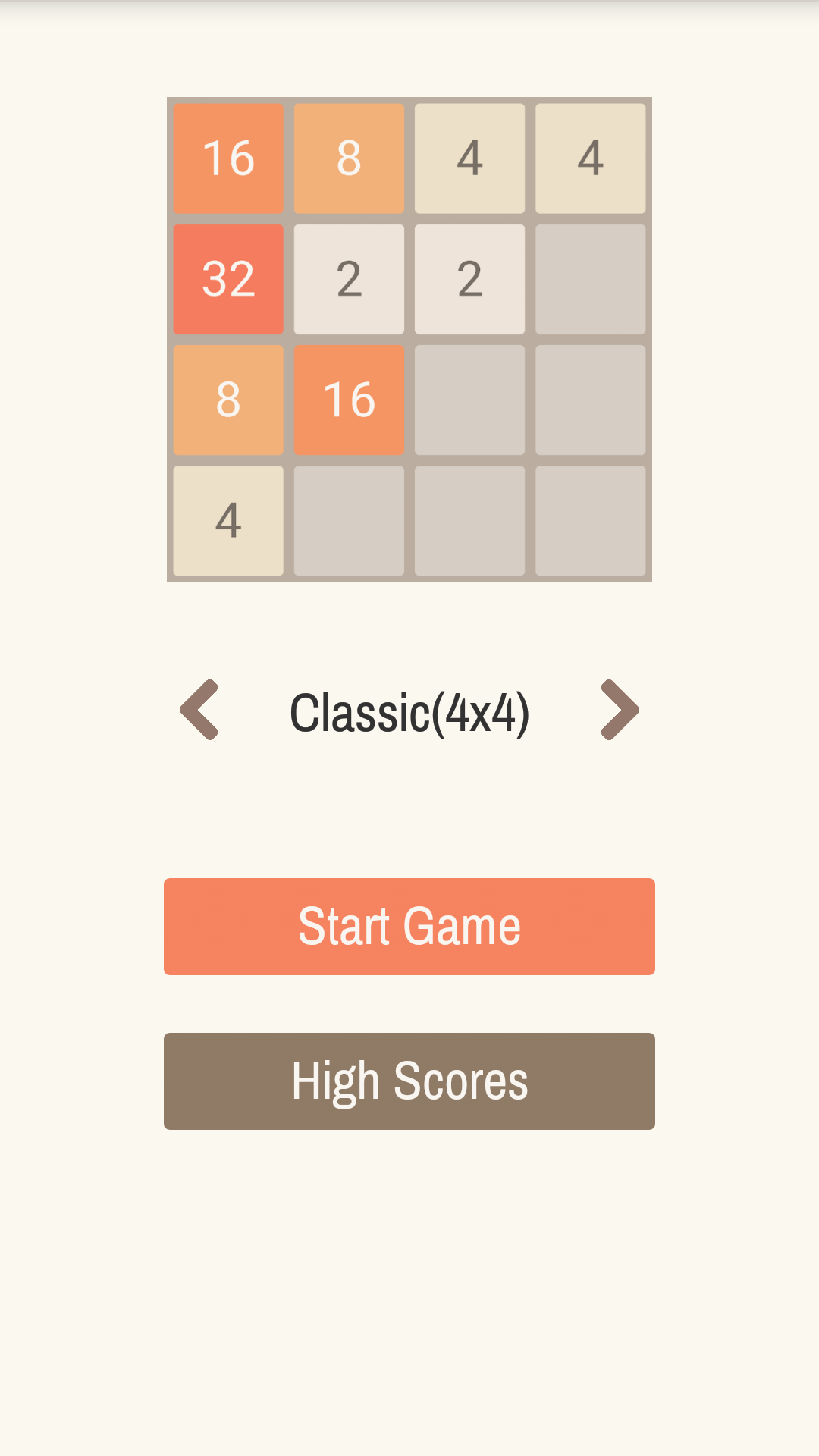 2048 Game Screenshot