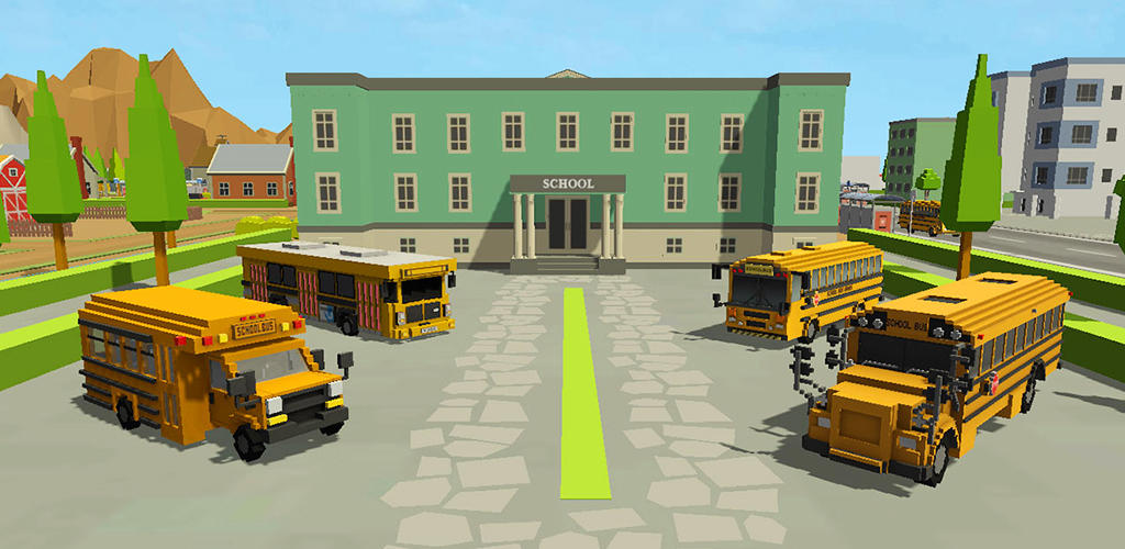 Banner of School Bus Game Blocky World 1.5