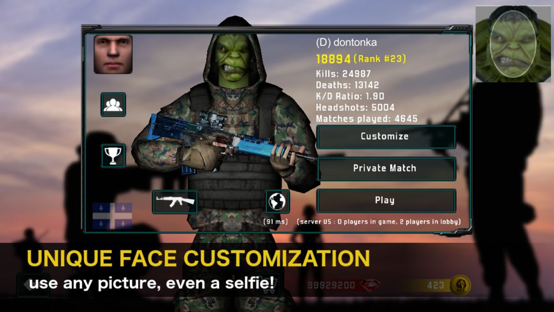 Natural Born Soldier: Epic Multiplayer FPS 게임 스크린 샷