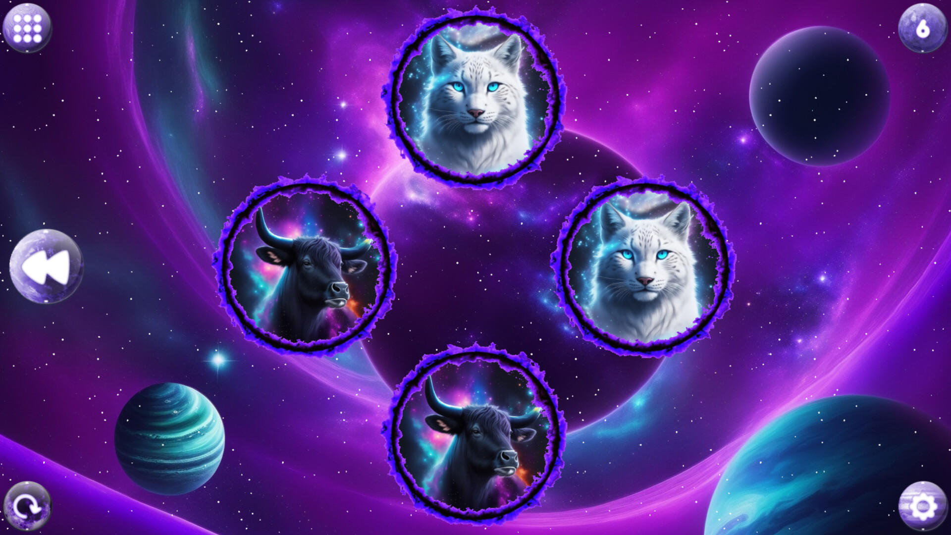 Space Memory: Animals ゲームのスクリーンショット