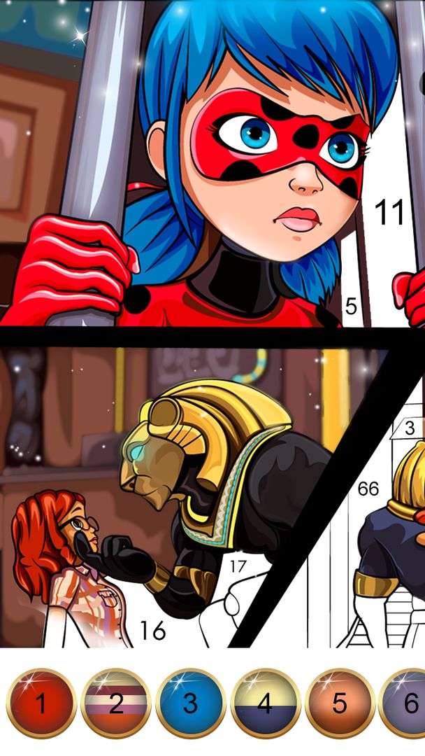 Miraculous Ladybug & Cat Noir. Color by number screenshot game