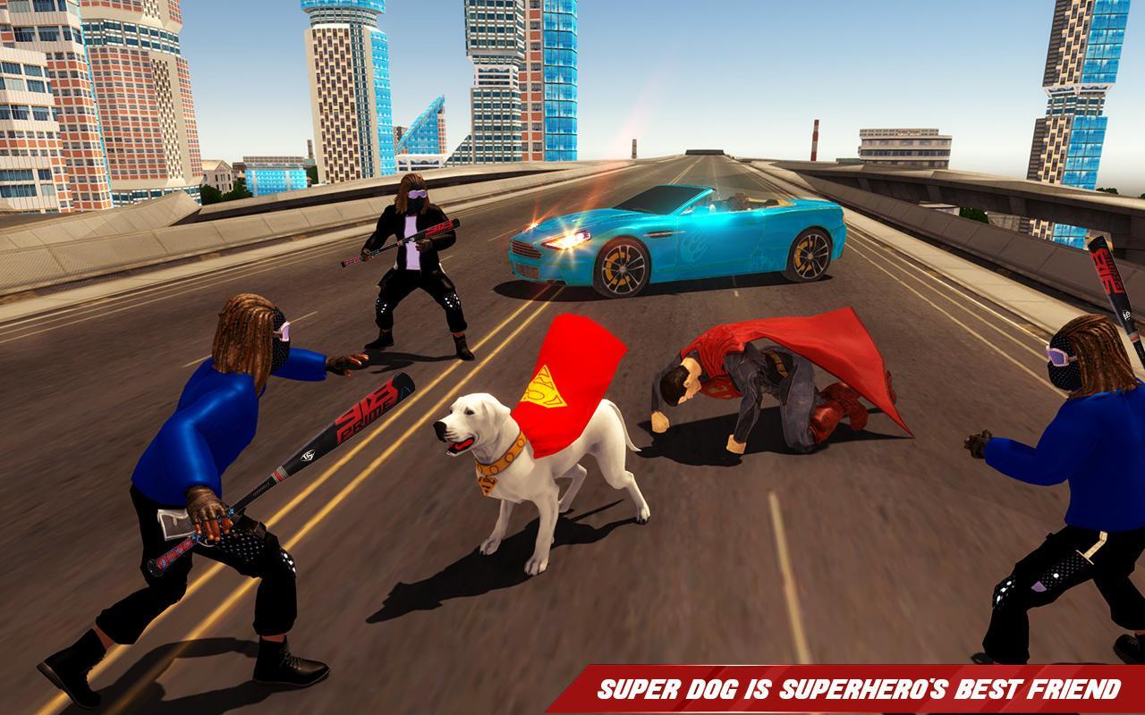 Flying Superhero Dog Hero City Rescue: Dog Games Game Screenshot