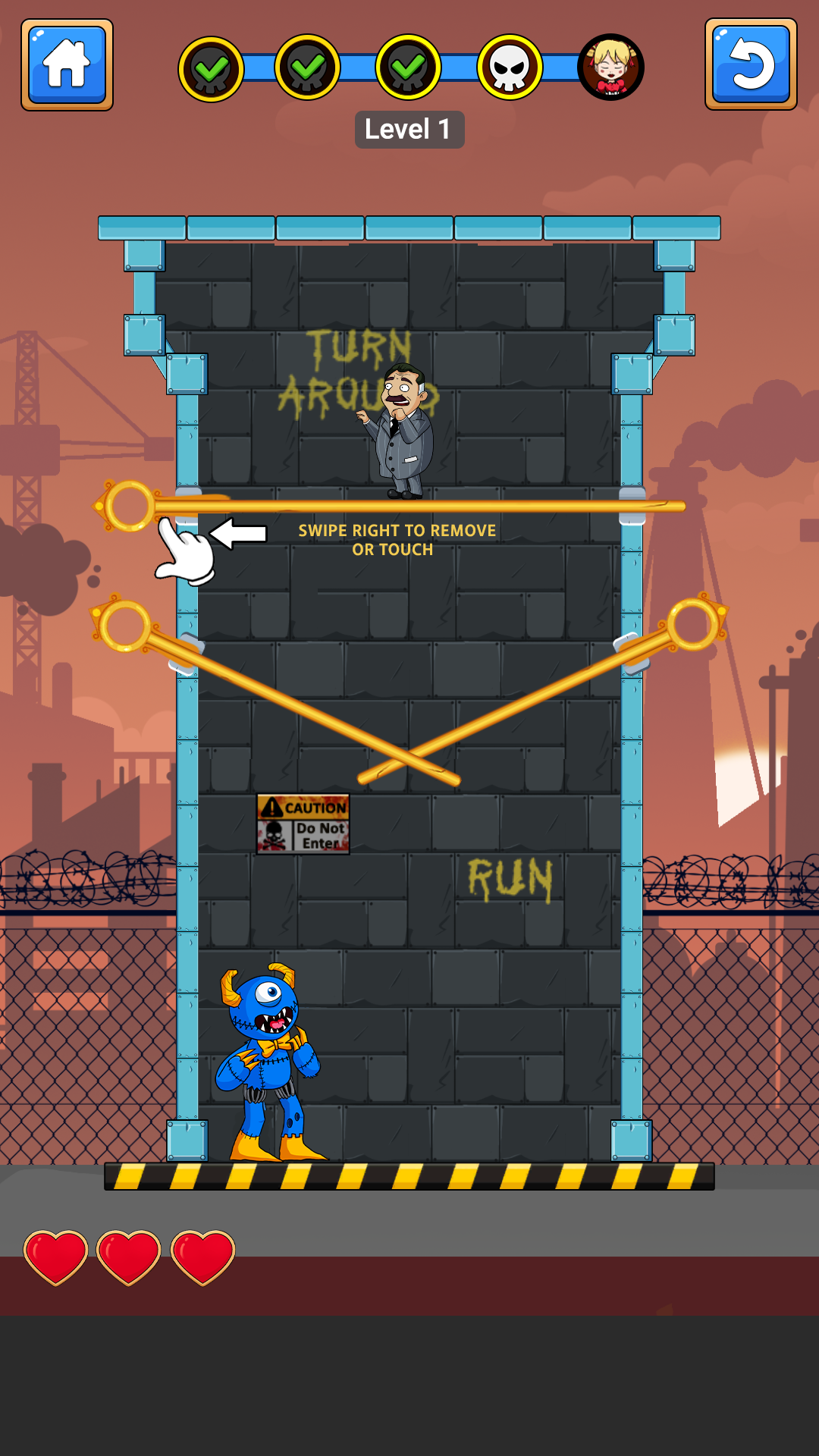 Blue Monster Pull Pin ภาพหน้าจอเกม