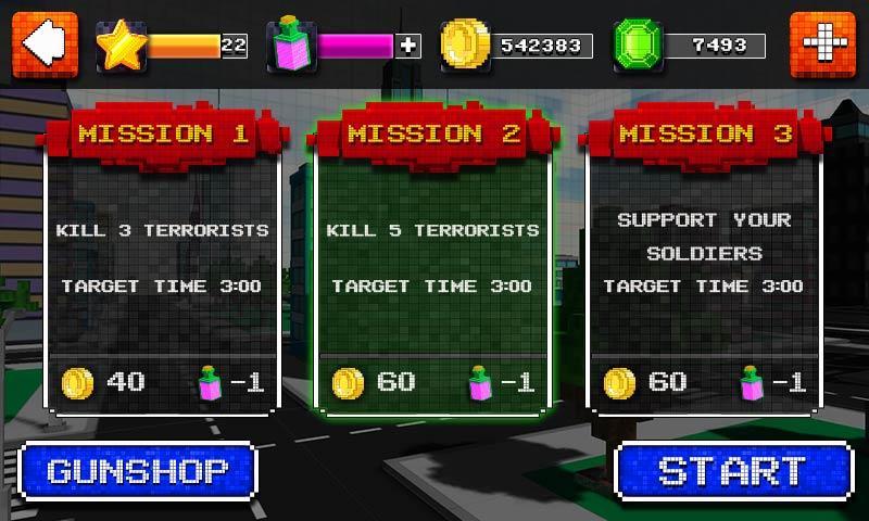Blocky City Sniper 3D ゲームのスクリーンショット