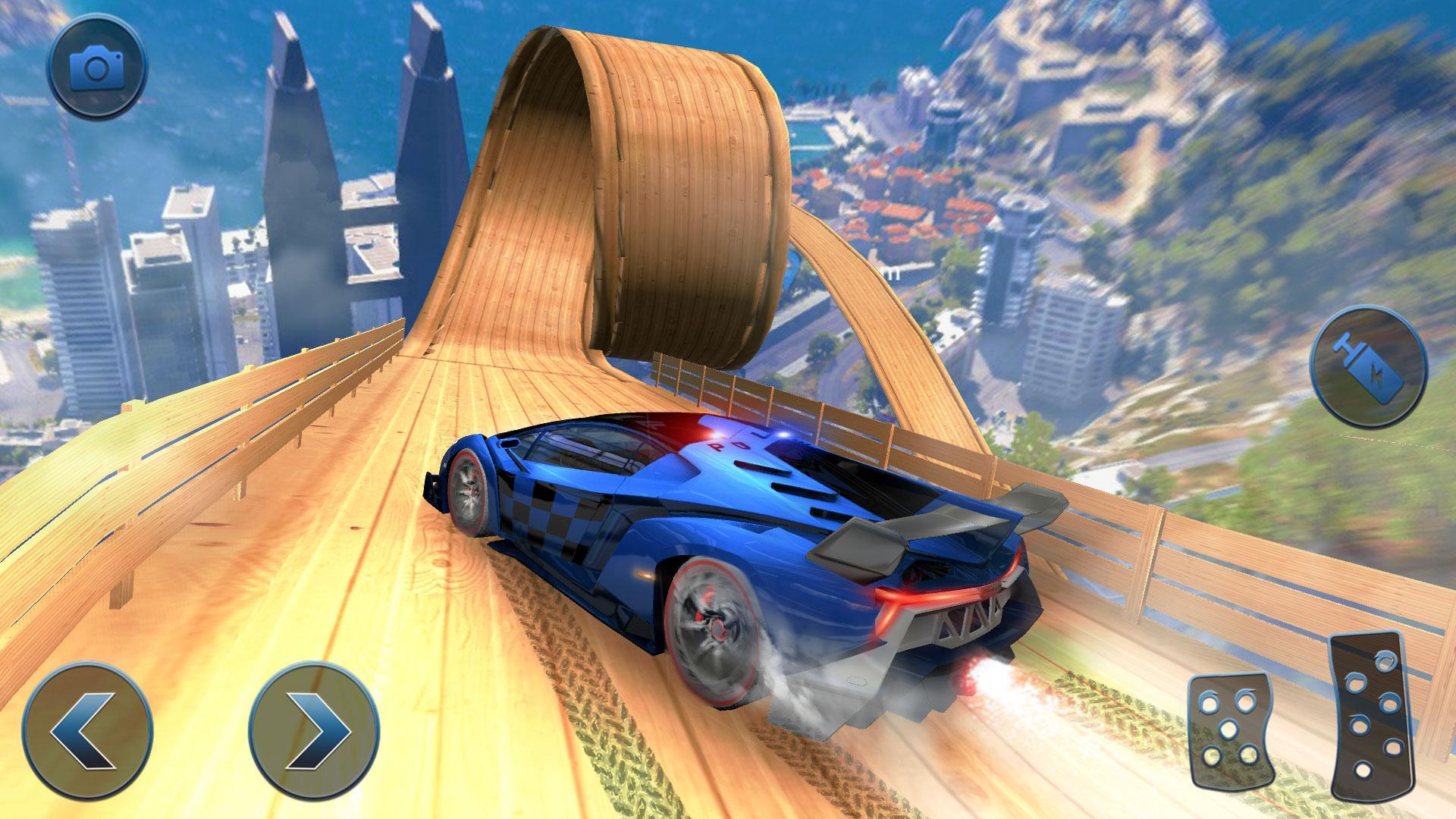 Screenshot 1 of Juegos de carreras de acrobacias de mega rampa de coche volador de la policía de EE. UU. 1.0.4