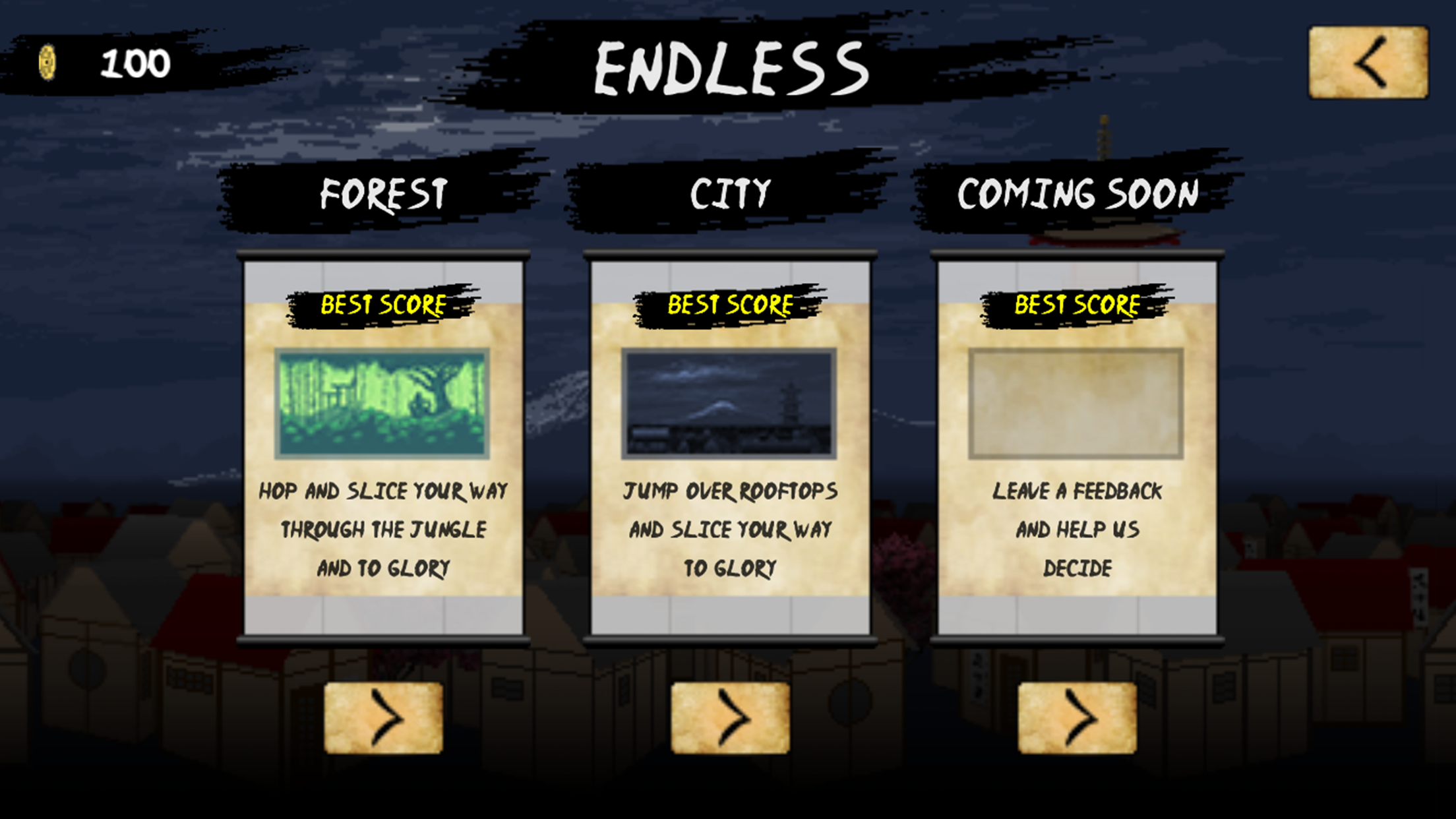 Ninja Scroller - The Awakening Game Screenshot