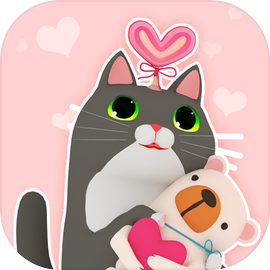 Sweet Feline: A Pink Kawaii Cartoon Cat Icon With Saturated Colors