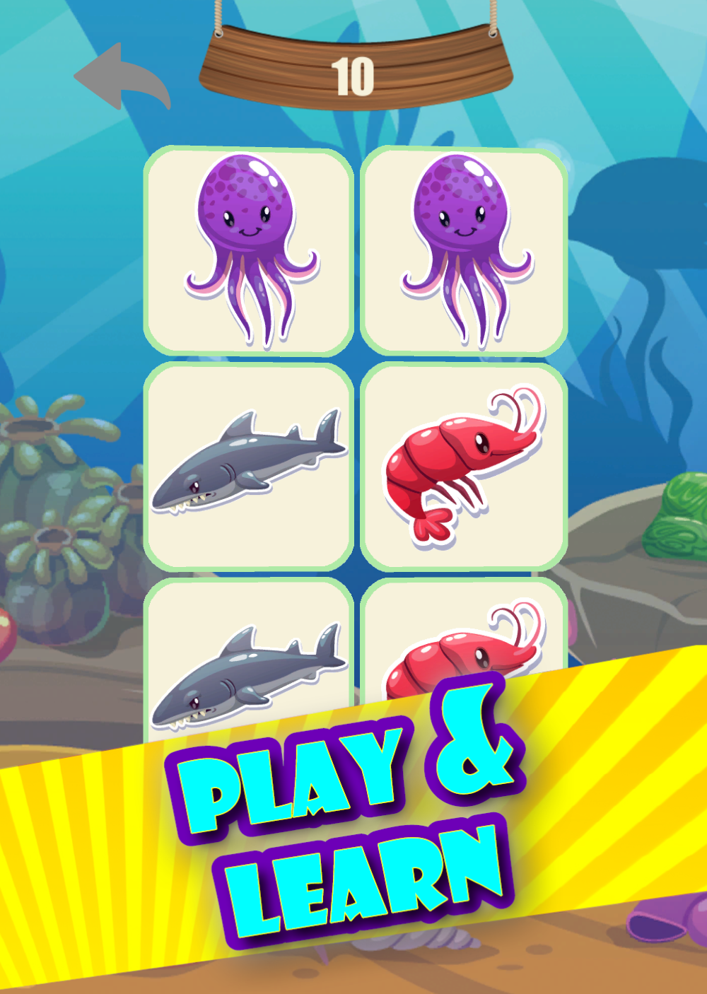 Memory game - Ocean fish Game Screenshot
