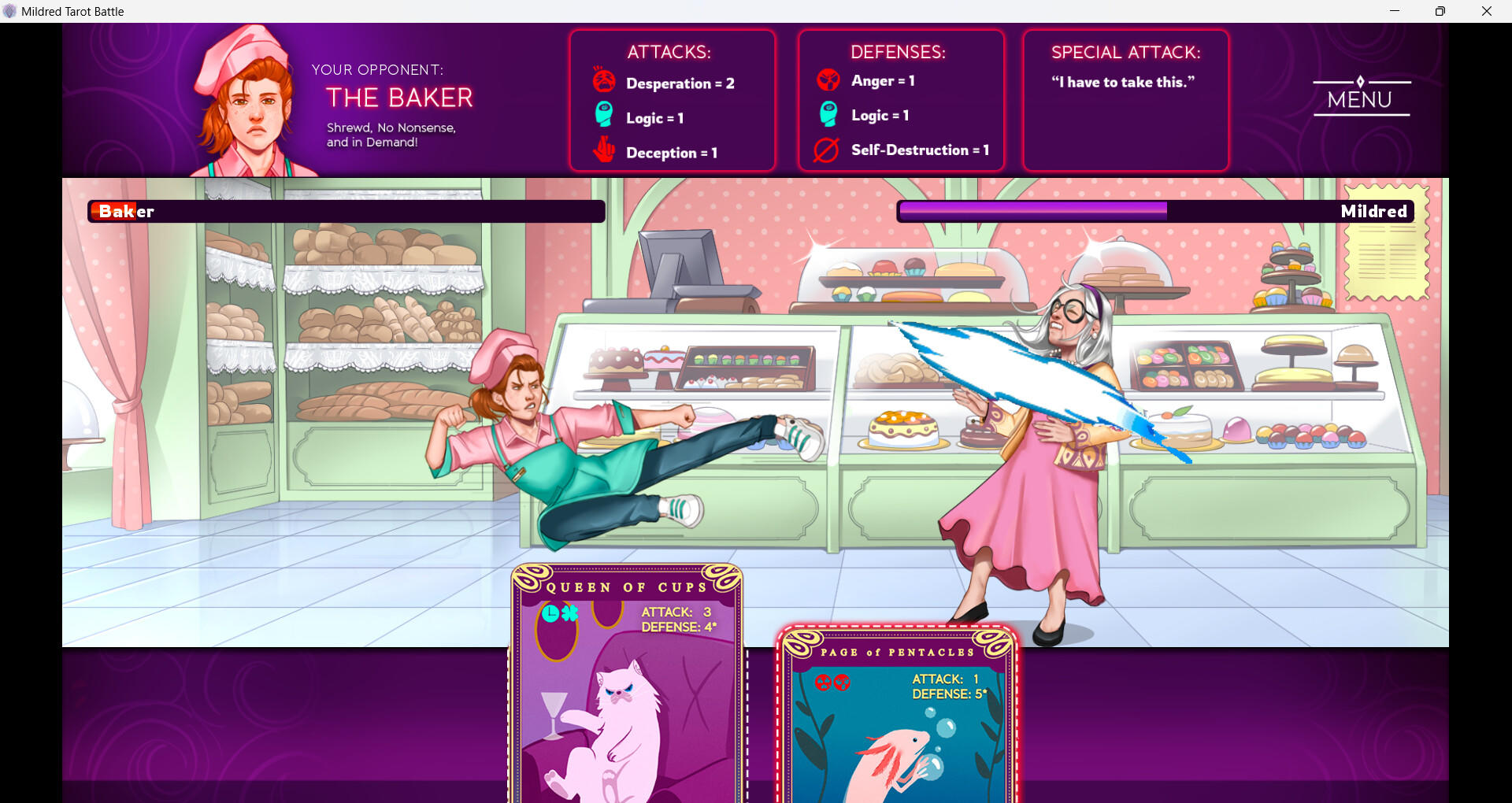 Mildred's Tarot Battle 게임 스크린 샷