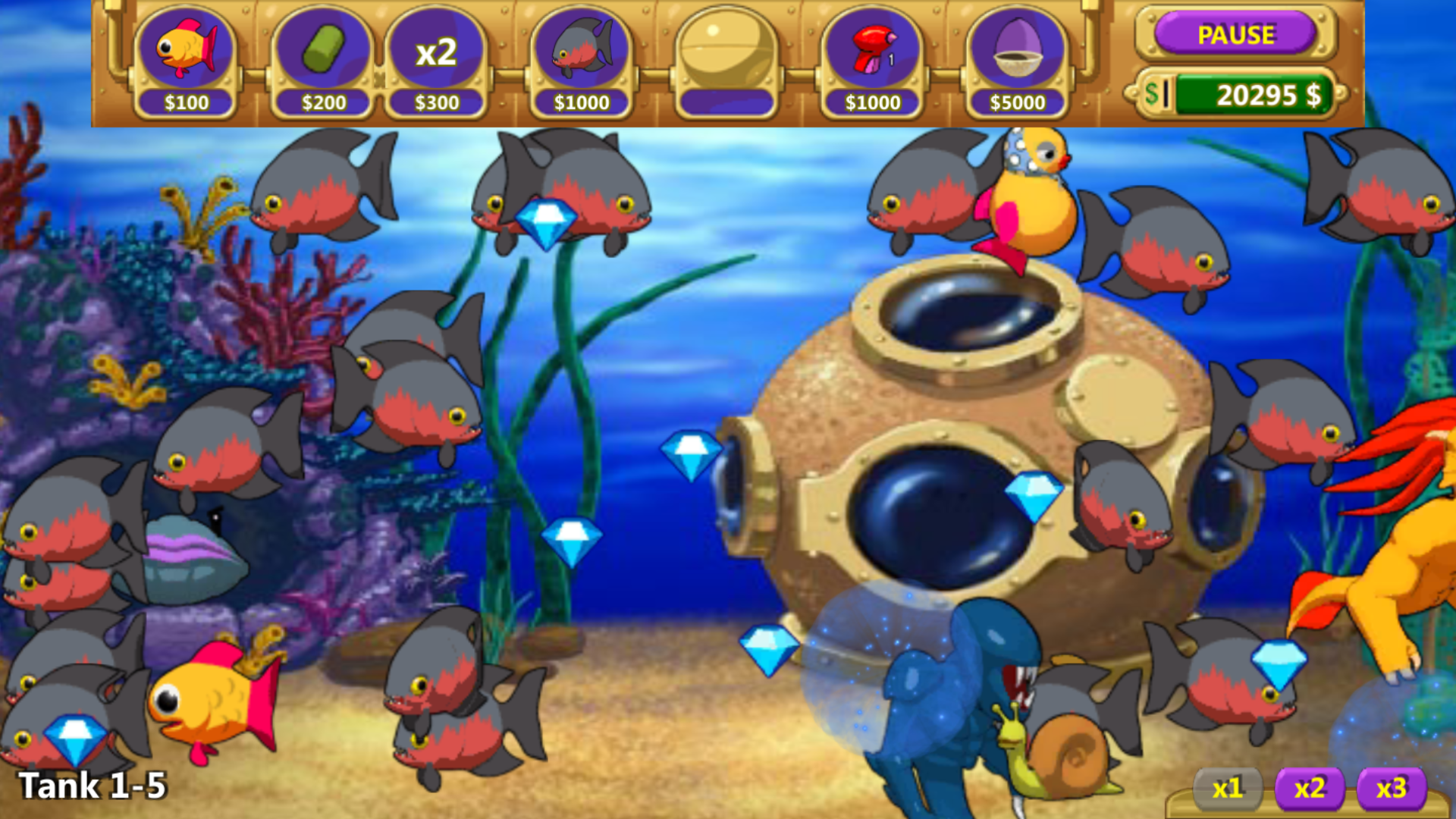 Insane Aquarium Deluxe - Feed Fishes! Fight Alien! Game Screenshot