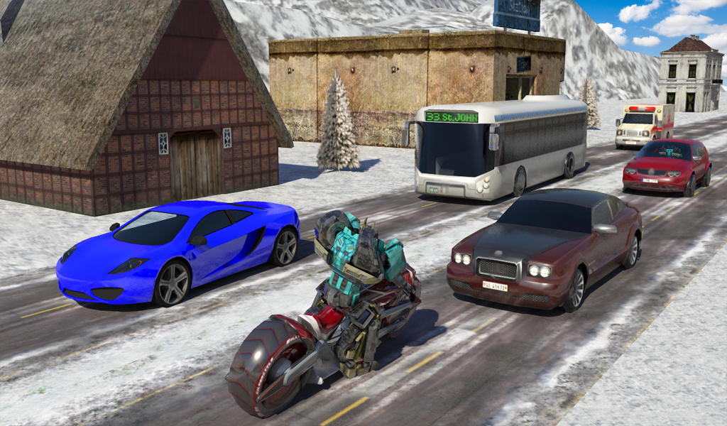 Futuristic Robot Tron Rider Game Screenshot