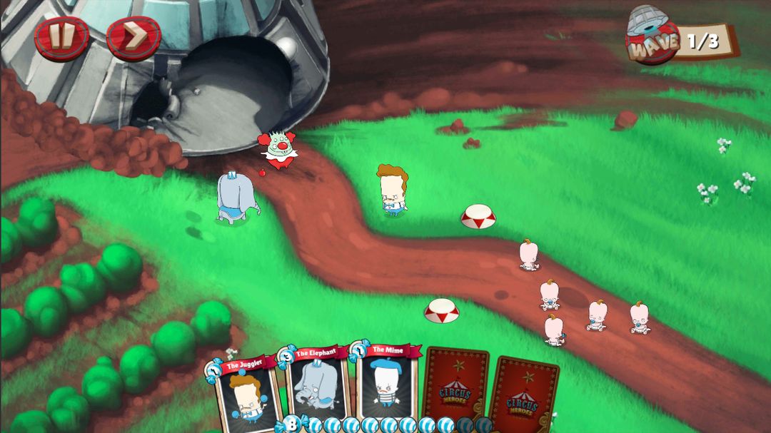 Screenshot of Circus Heroes:  A ridiculous Tower Defense