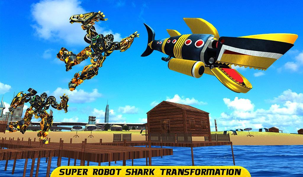 真正的機器人鯊魚游戲：憤怒的鯊魚機器人變換遊戲截圖