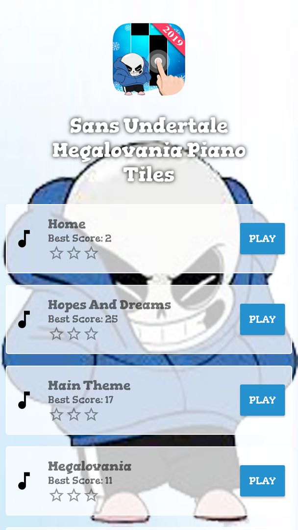Screenshot of Sans Undertale Megalovania Piano Tiles
