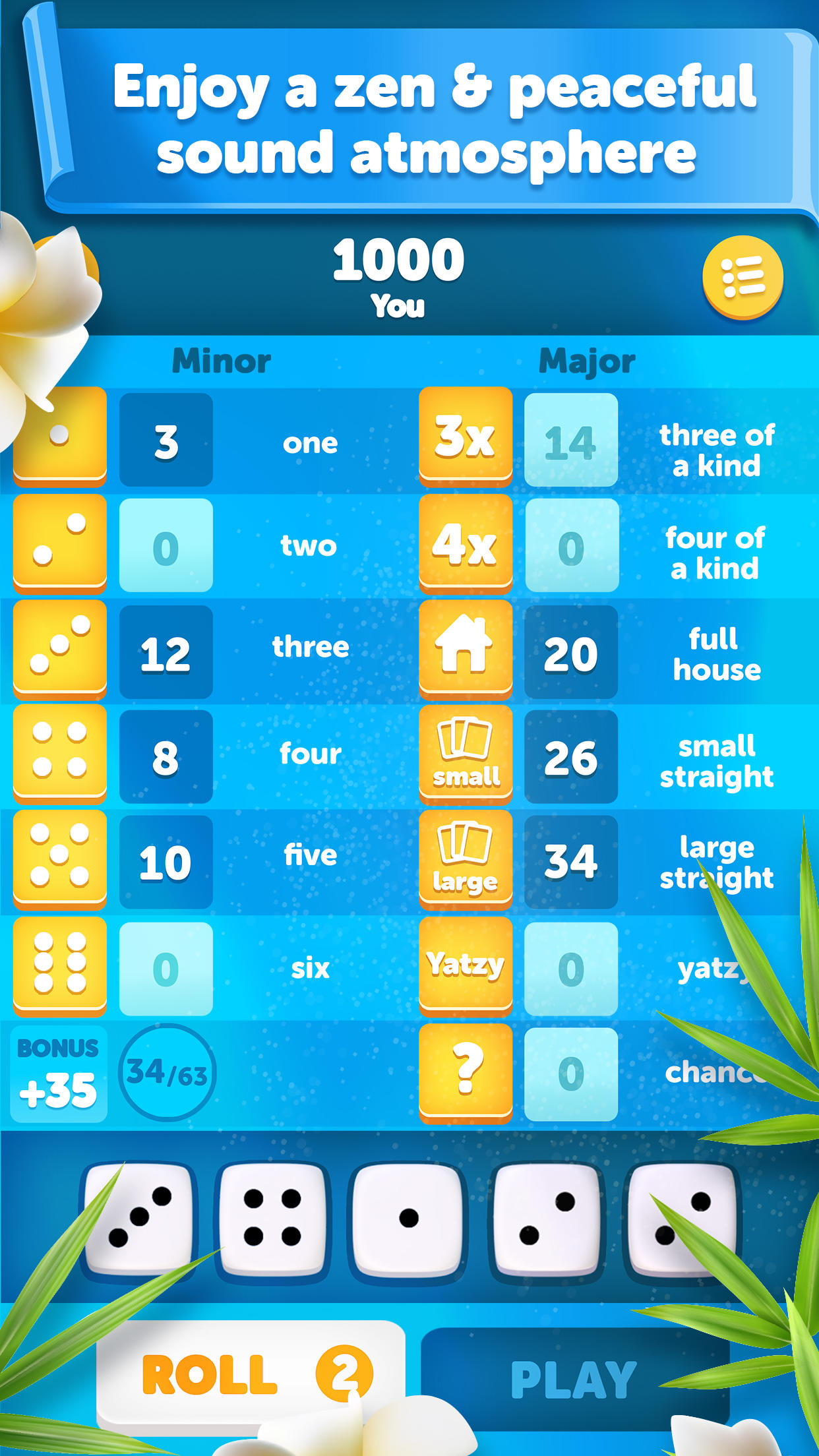 Yatzy Classic Game Screenshot