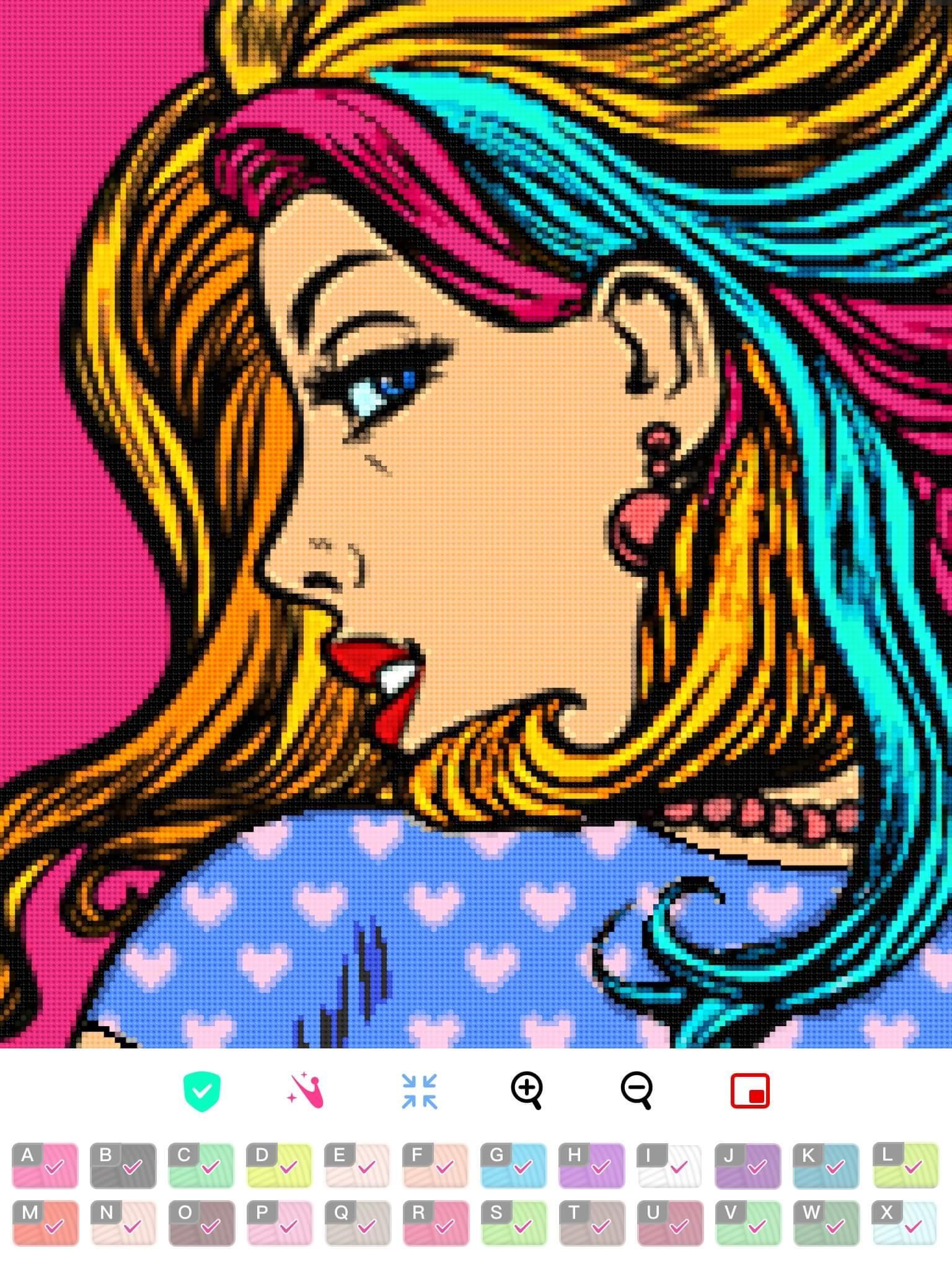 Screenshot of Color by Letter: Sewing game