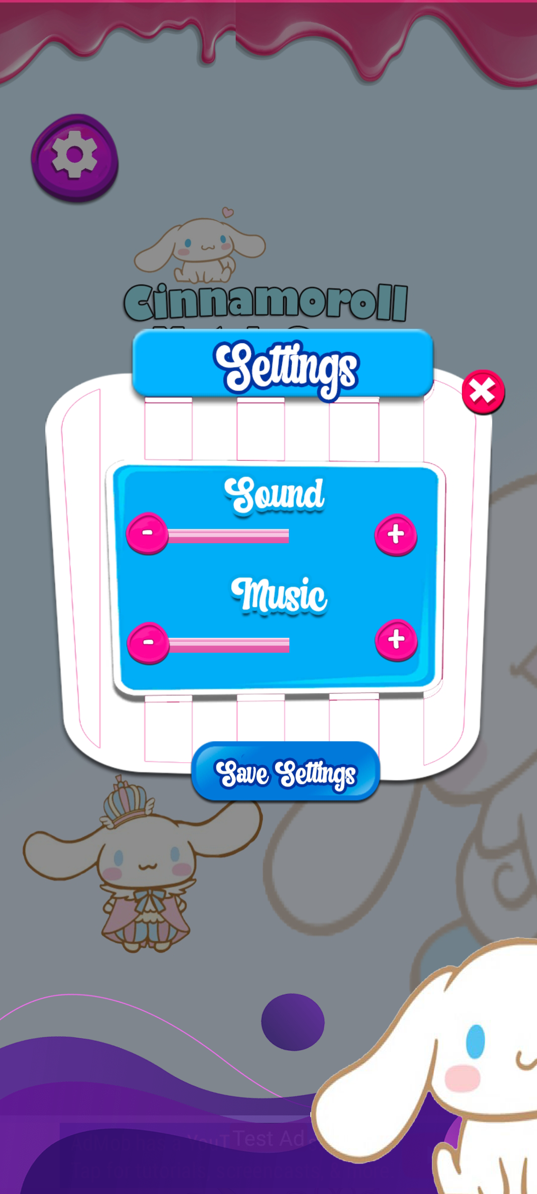 Cinnamoroll Tile Match Game Screenshot