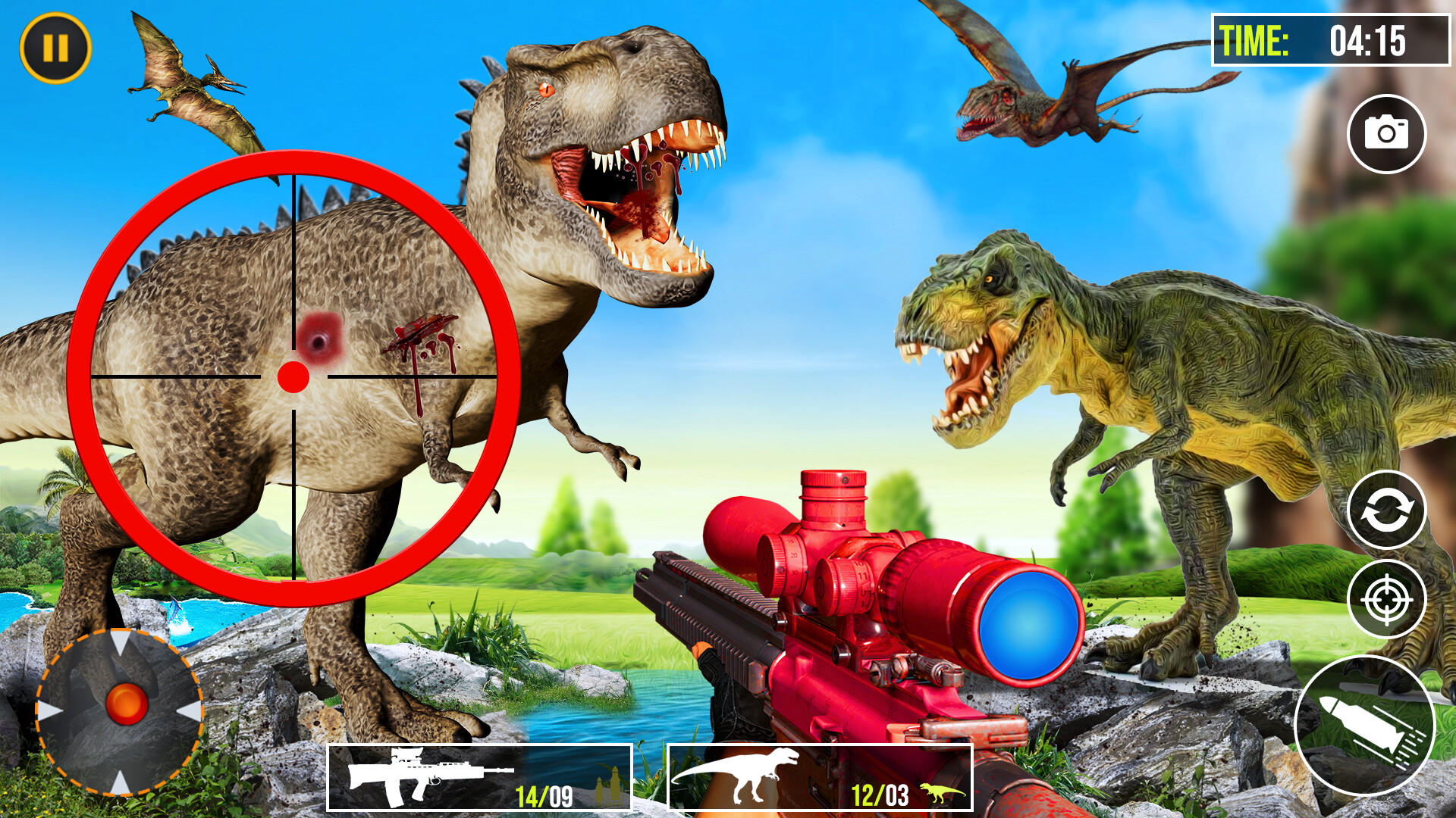 Captura de Tela do Jogo Dino Hunting - Sniper Game