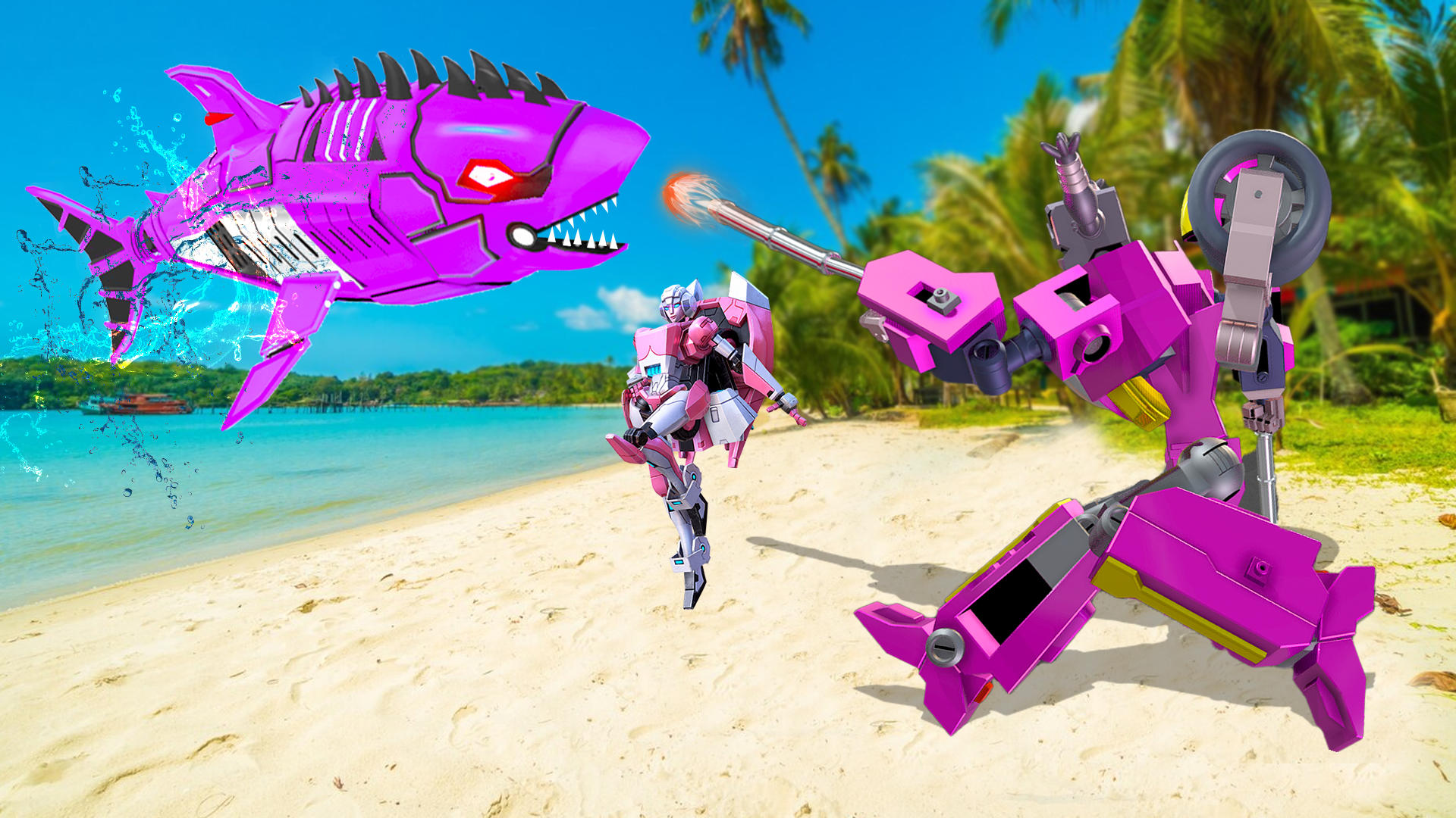 Captura de Tela do Jogo Robot Shark Transform City