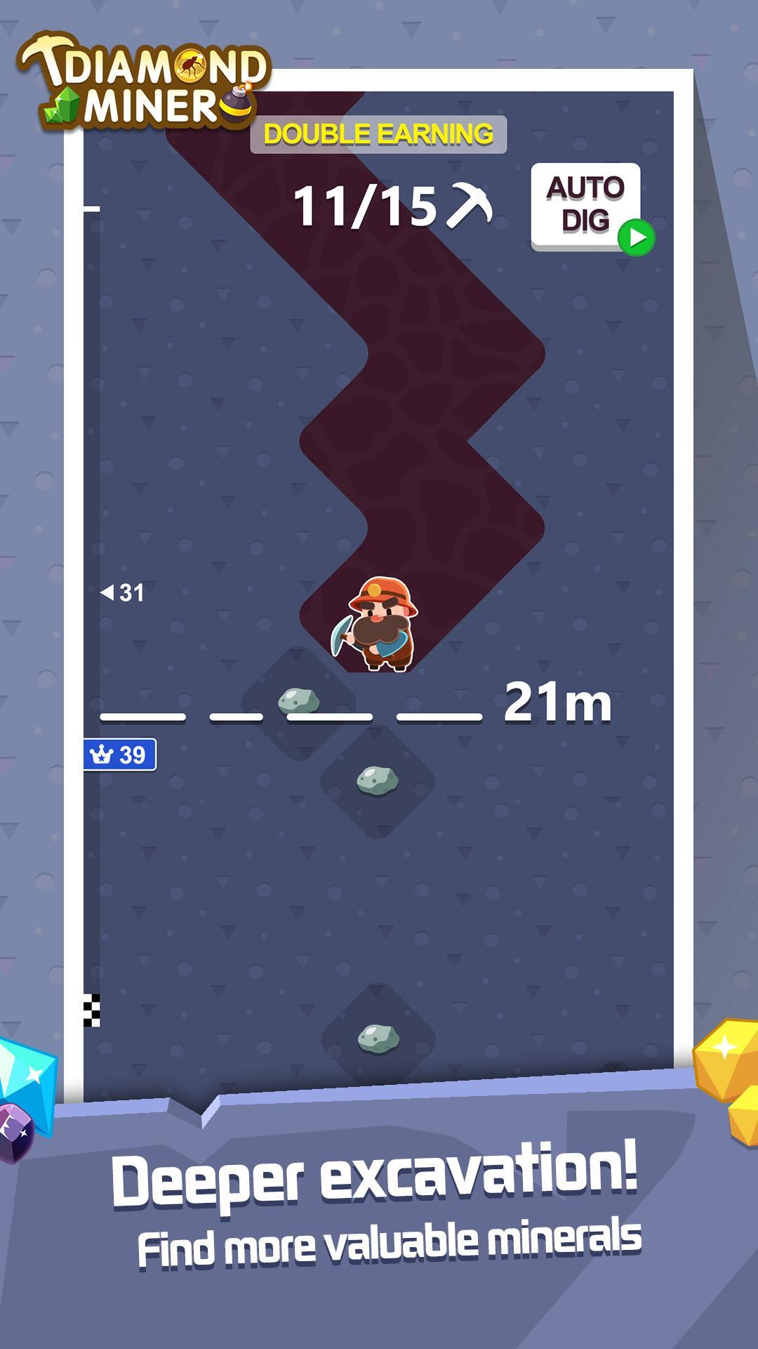 Screenshot of Diamond Miner: Treasure Digger!!