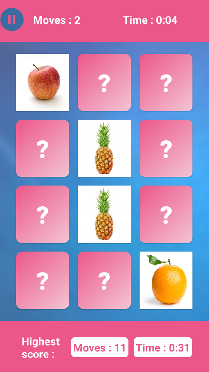 Memory fruit- Memory Games Game Screenshot