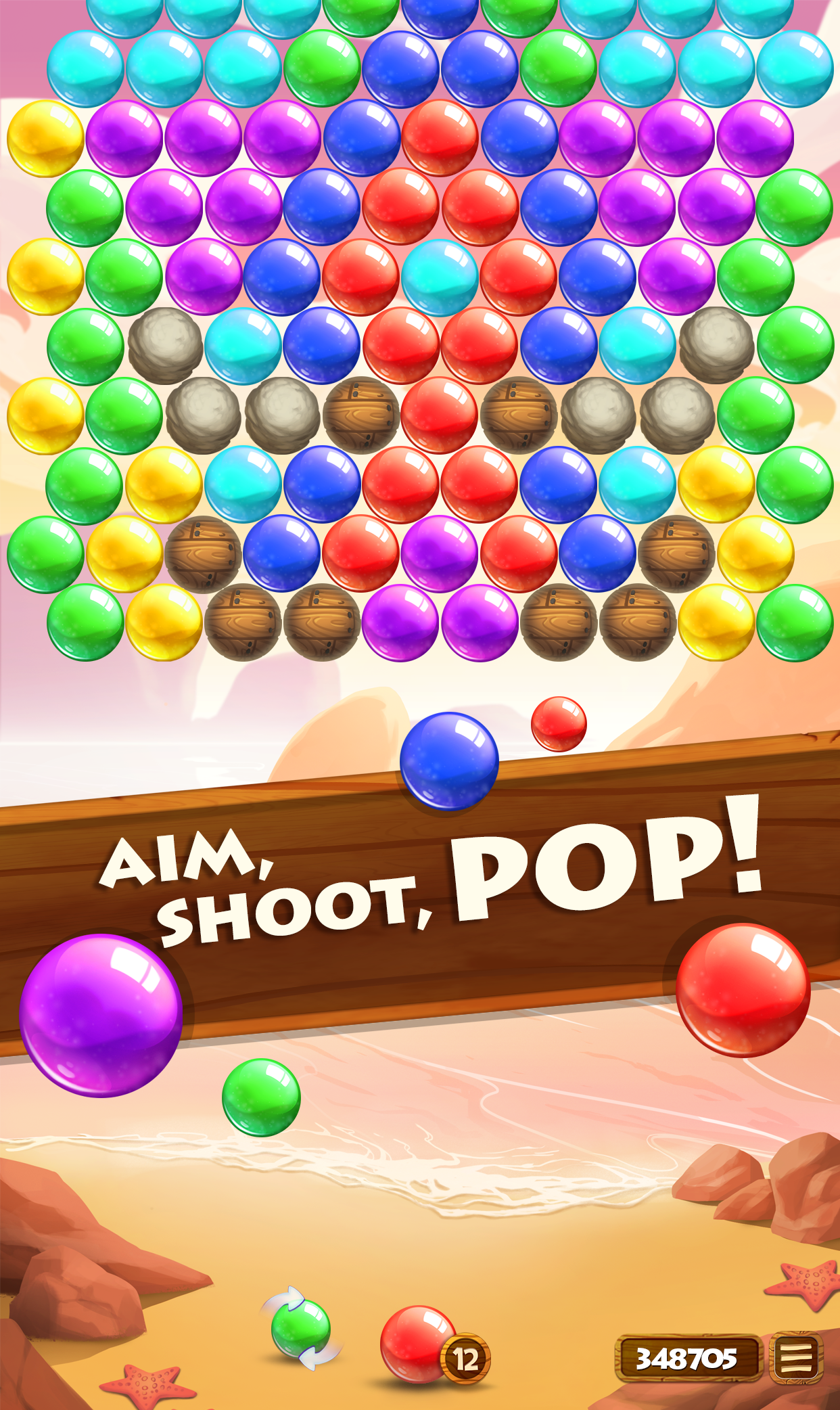 Paradise Pop Bubble Shooter Game Screenshot