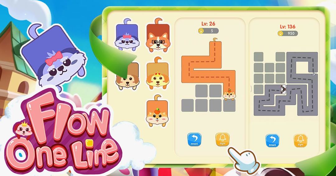 Screenshot of Puppies & Kittens - Line Puzzle Game