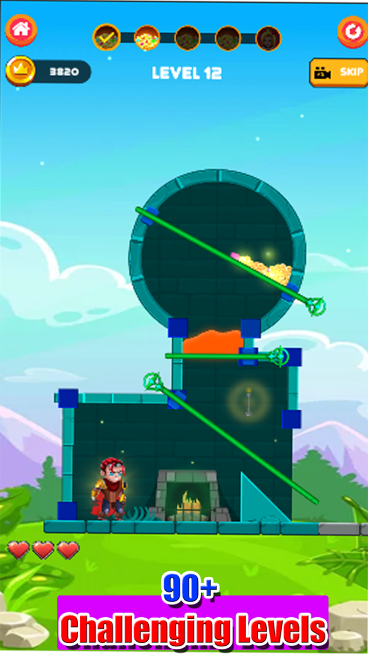 Screenshot of Rescue Warrior Pin Puzzle Game
