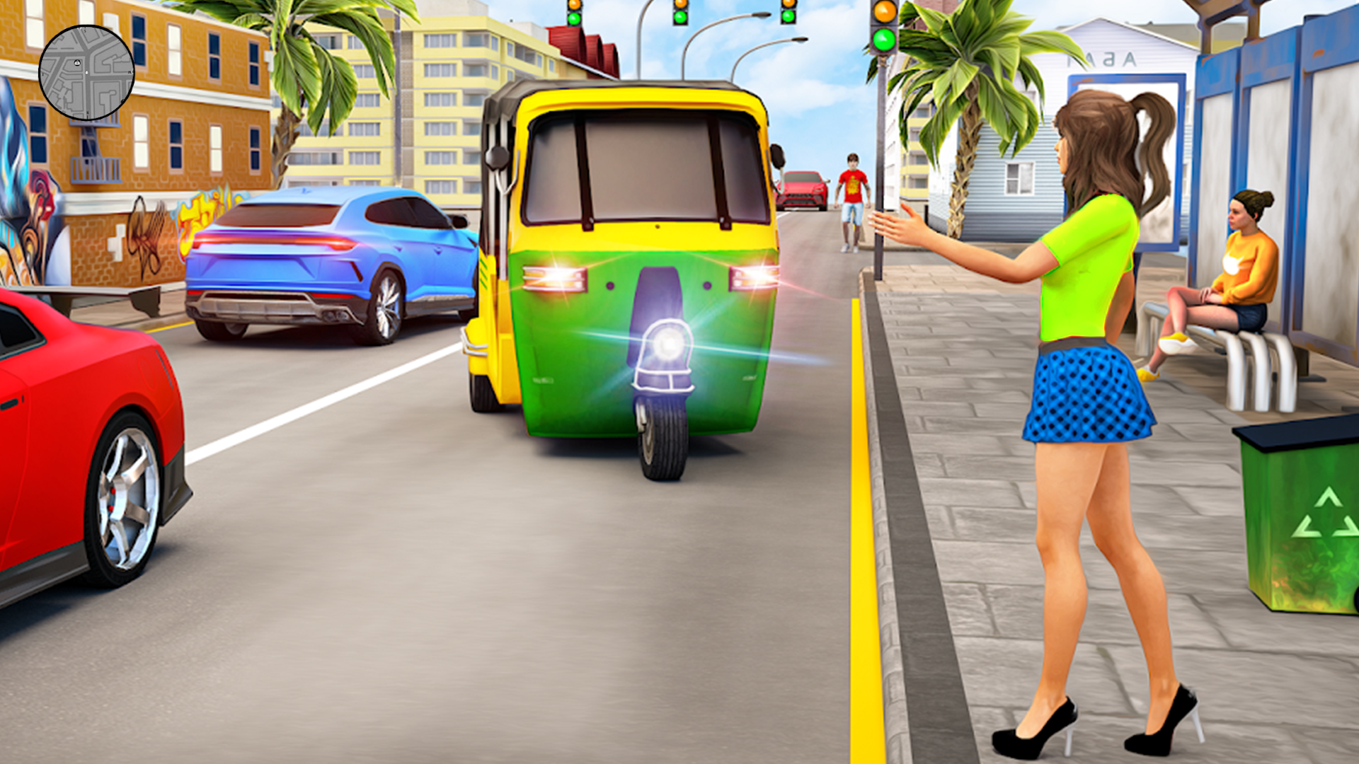 Captura de Tela do Jogo City Rikshaw Drive- 3D Tuk tuk