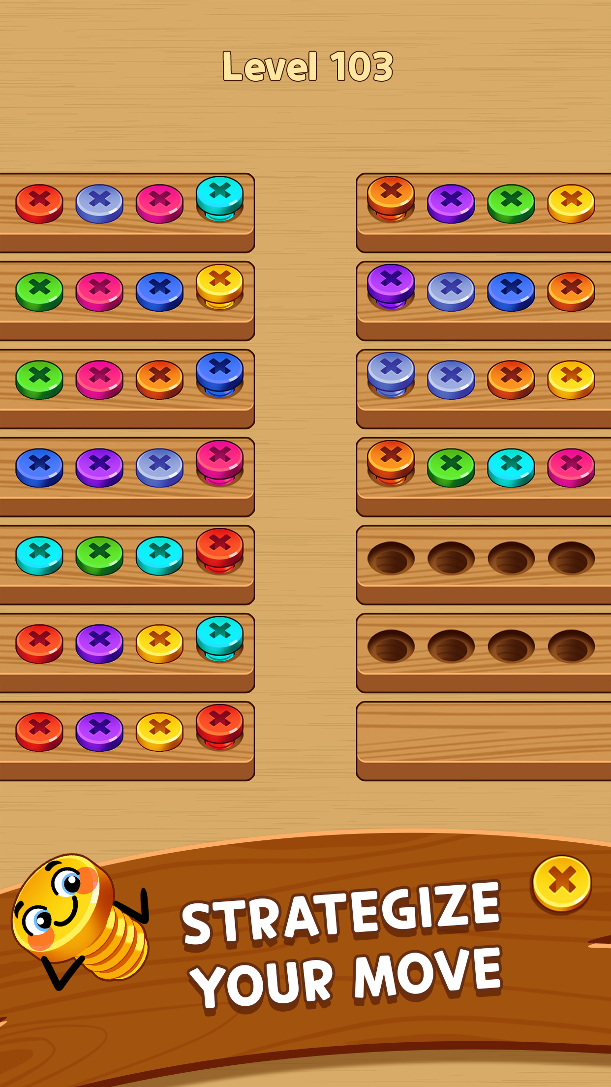 Wood Screw Color Sort Puzzle Game Screenshot