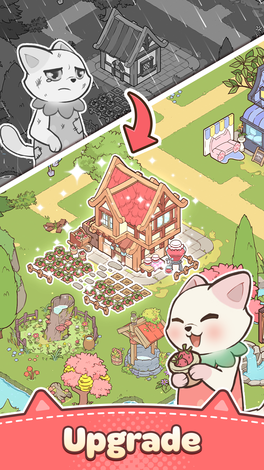 Merge Cat Town Game Screenshot