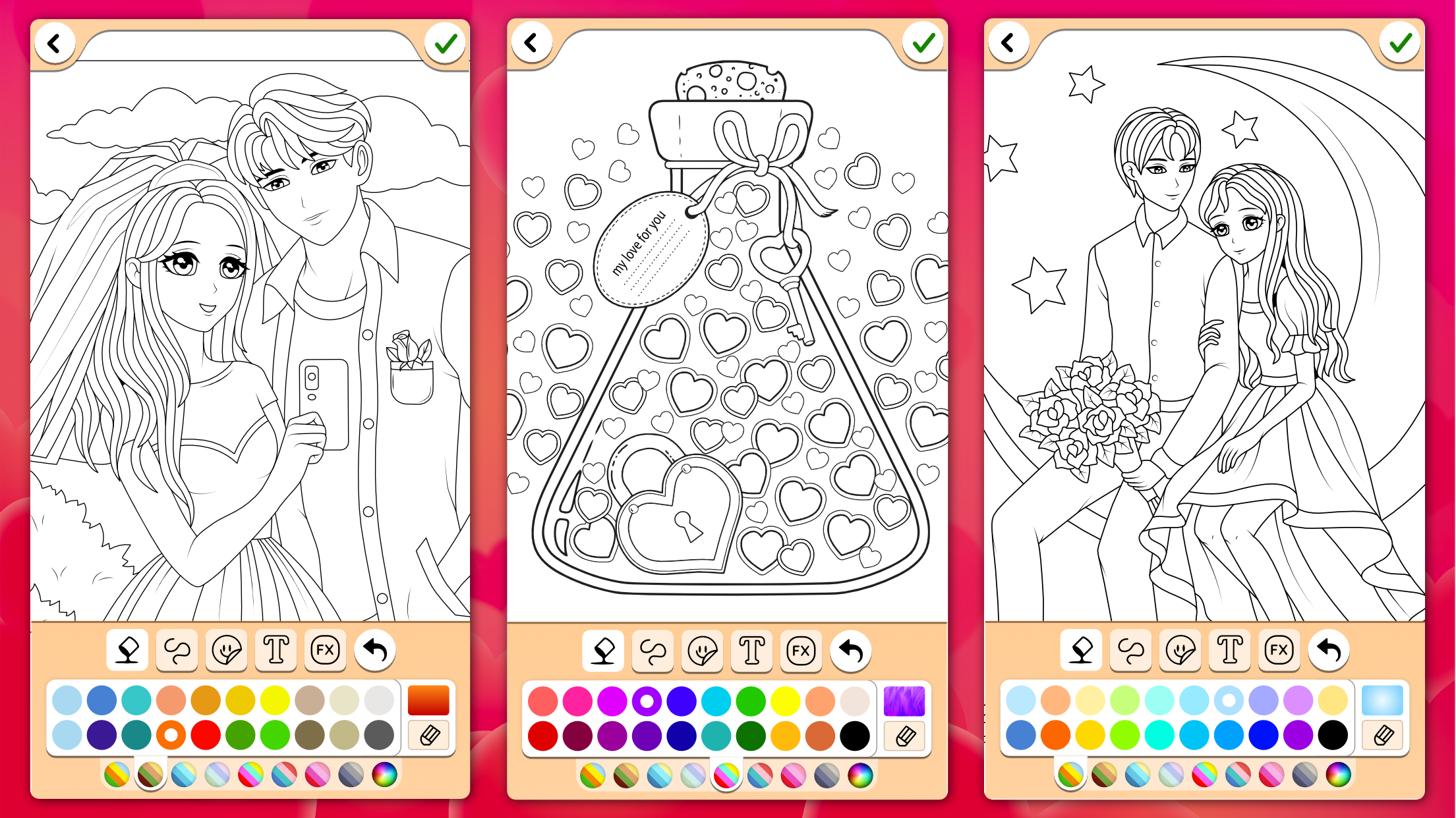 Valentines love coloring book Game Screenshot