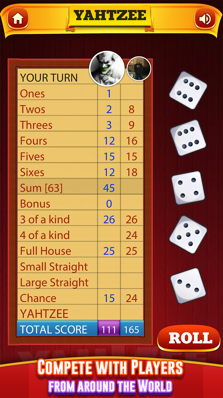 Cuplikan Layar Game Yahtzee Dice Game