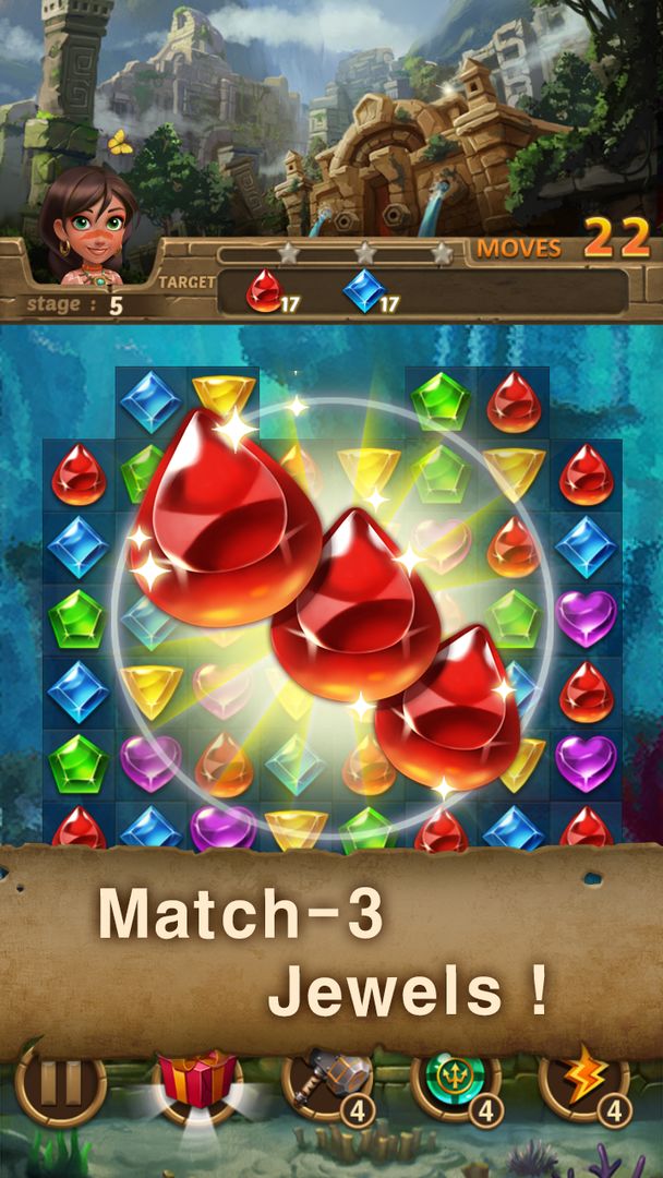 Screenshot of Jewels Atlantis: Match-3 Puzzle matching game