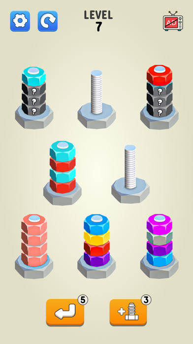 Скриншот игры Screw Sort: Nuts and Bolts