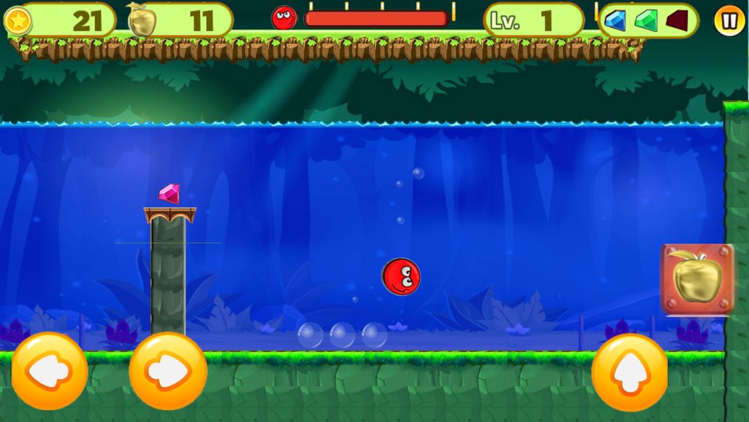 Screenshot of Super Red Ball Adventures,jump,bounce,roll
