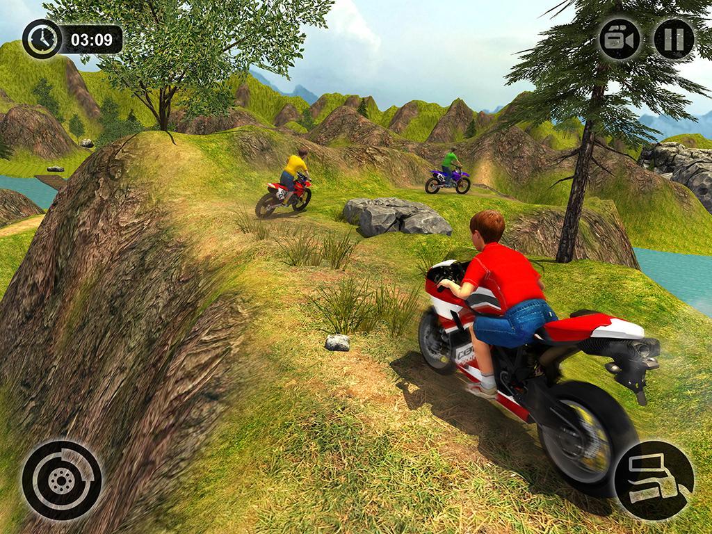 Kids Downhill Mountain Motorbi Game Screenshot