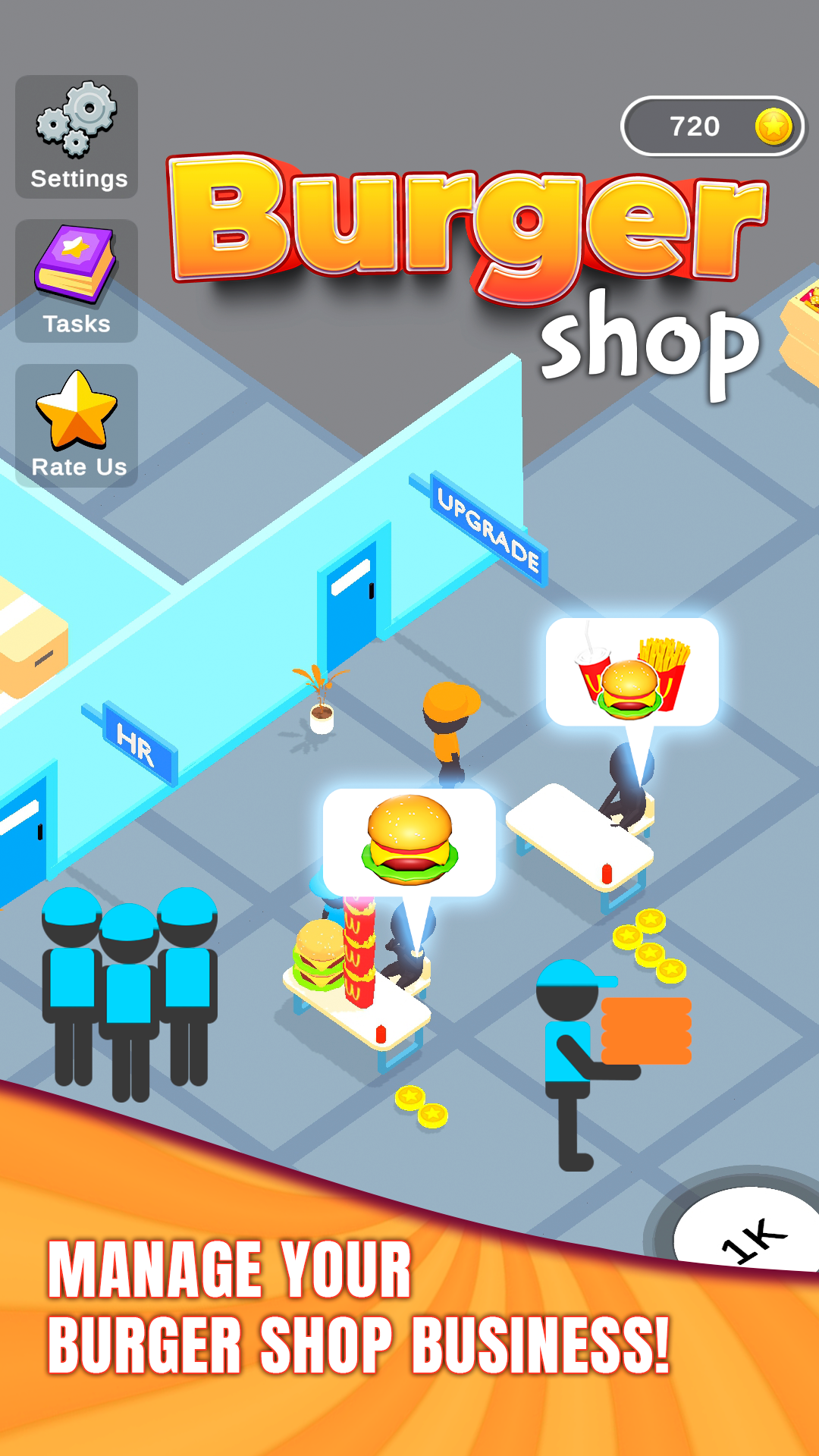 Idle Burger Shop Tycoon - Game Game Screenshot
