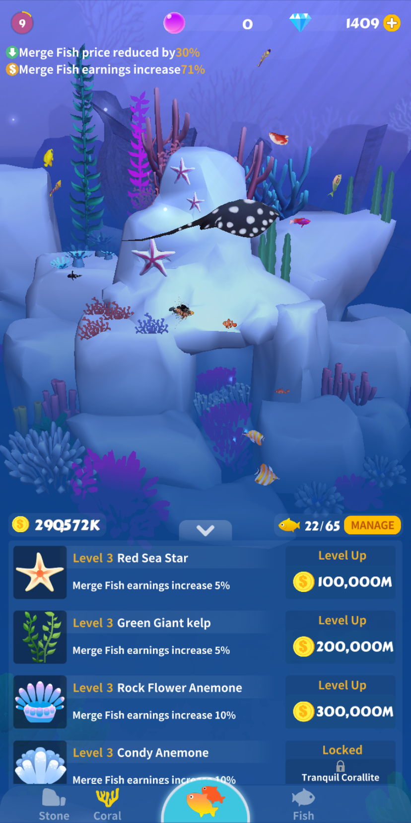 Screenshot 1 of Fish Merge! Aquarium 1.0.5