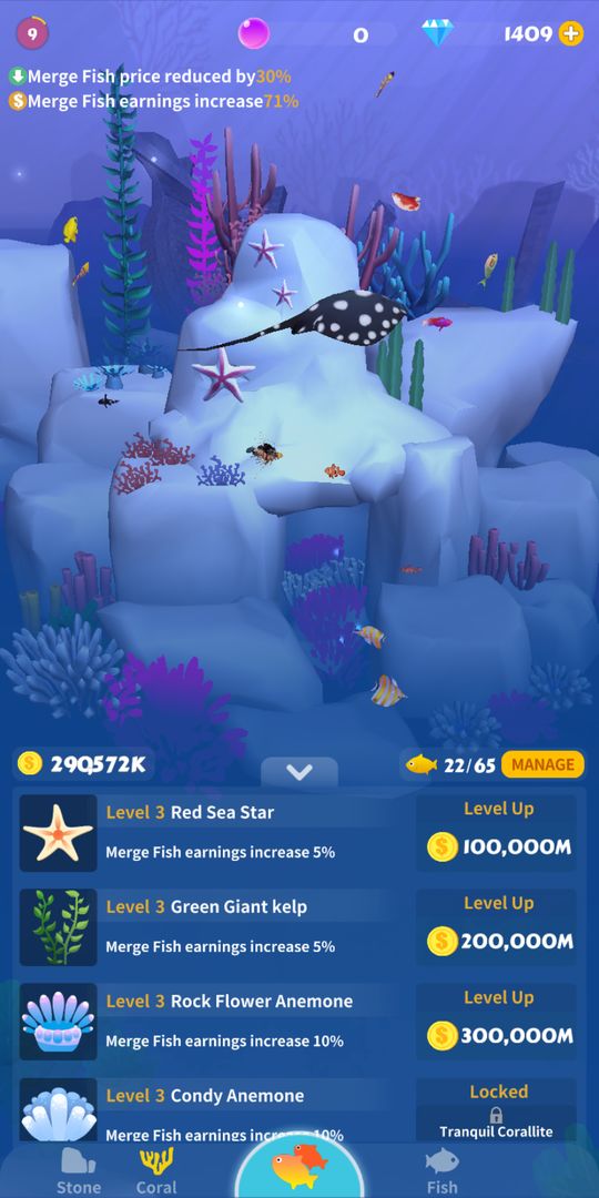 Fish Merge! Aquarium screenshot game